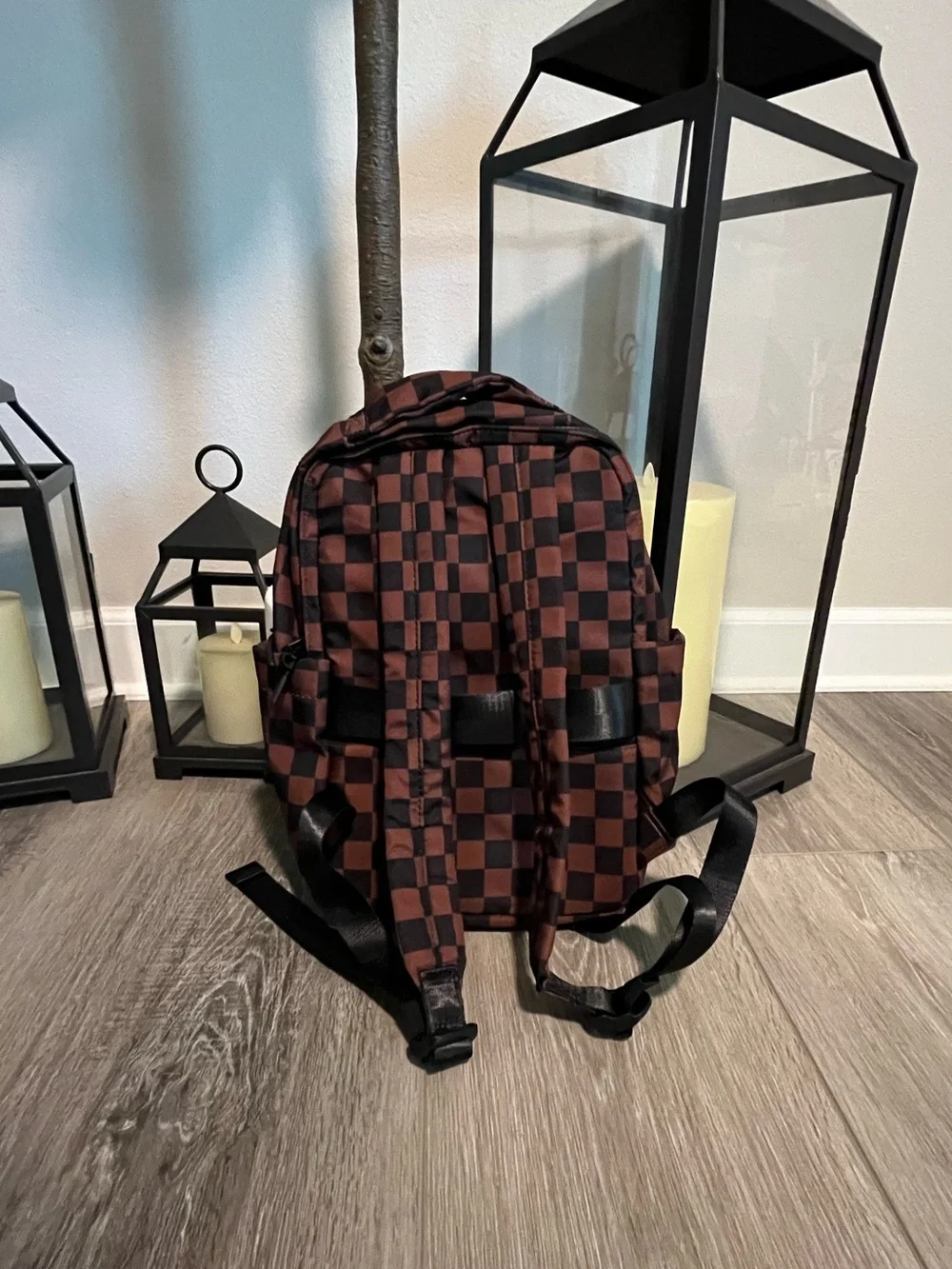 Emmafy Minimax Backpack - NWOT - Black/Brown Check